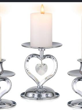 Sziqiqi Silver Candle Holders for Unity Wedding Ceremony Table Centerpiece Heart